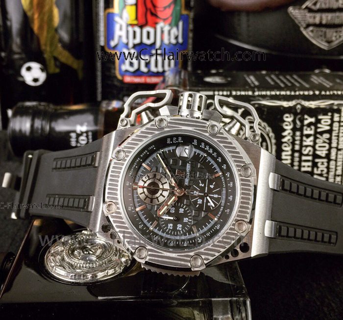New Copy Audemar Piguet Survivor Black Rubber Strap Watch